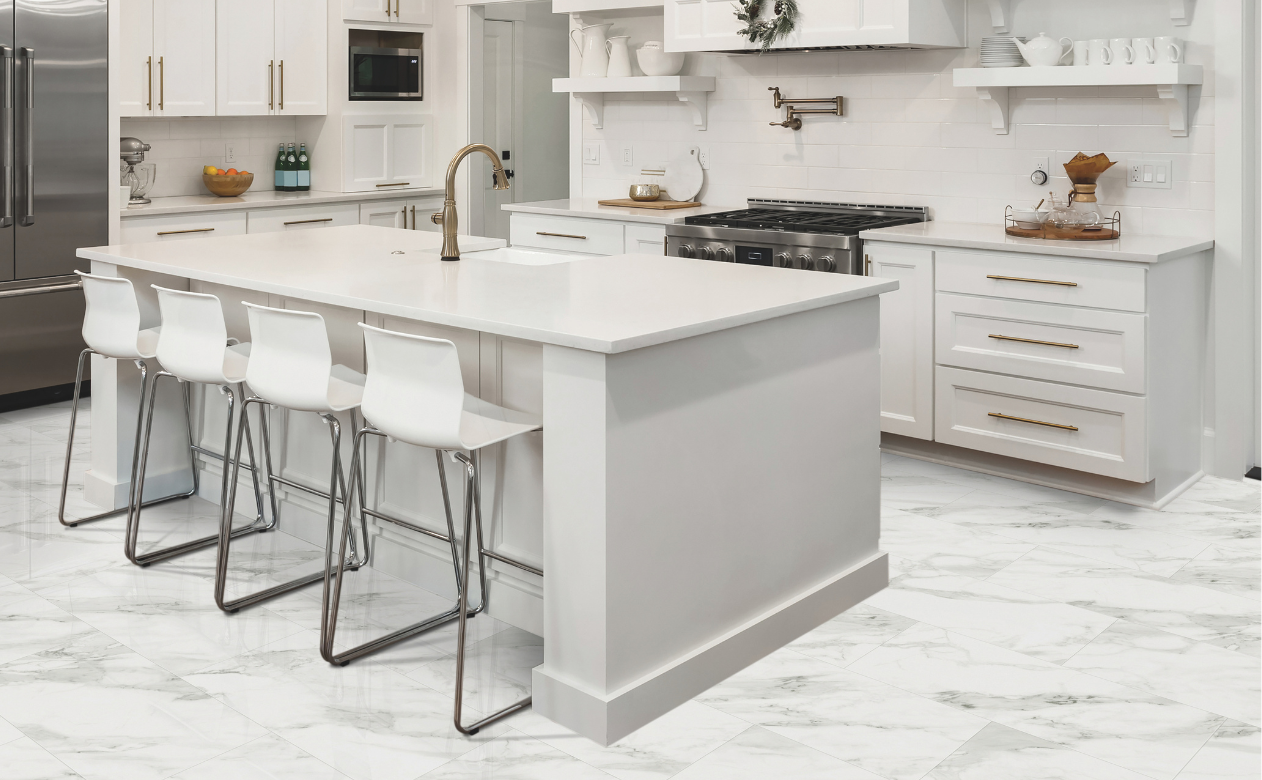 custom white countertops in a kitchen