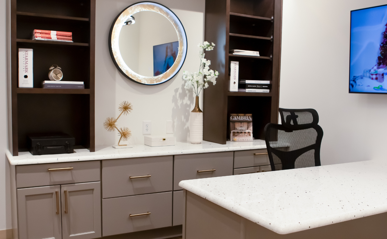 custom white countertops in an off