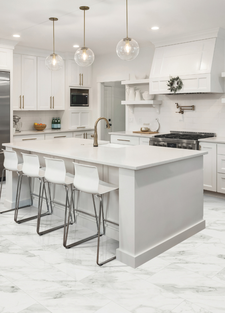 custom white countertops in a kitchen