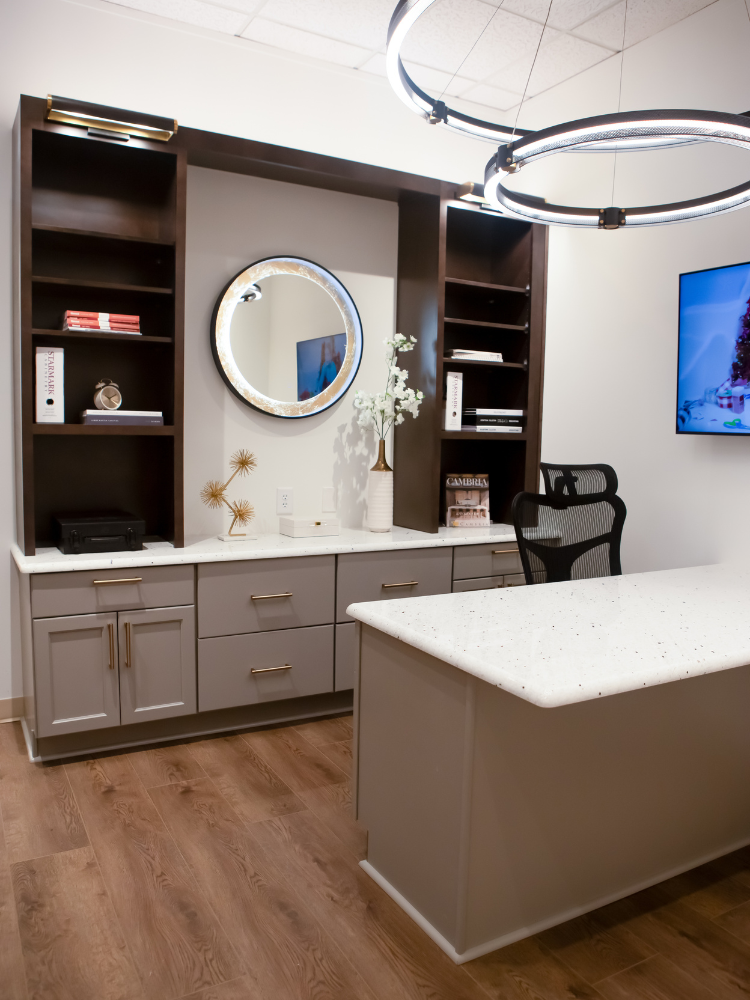 custom white countertops in an off