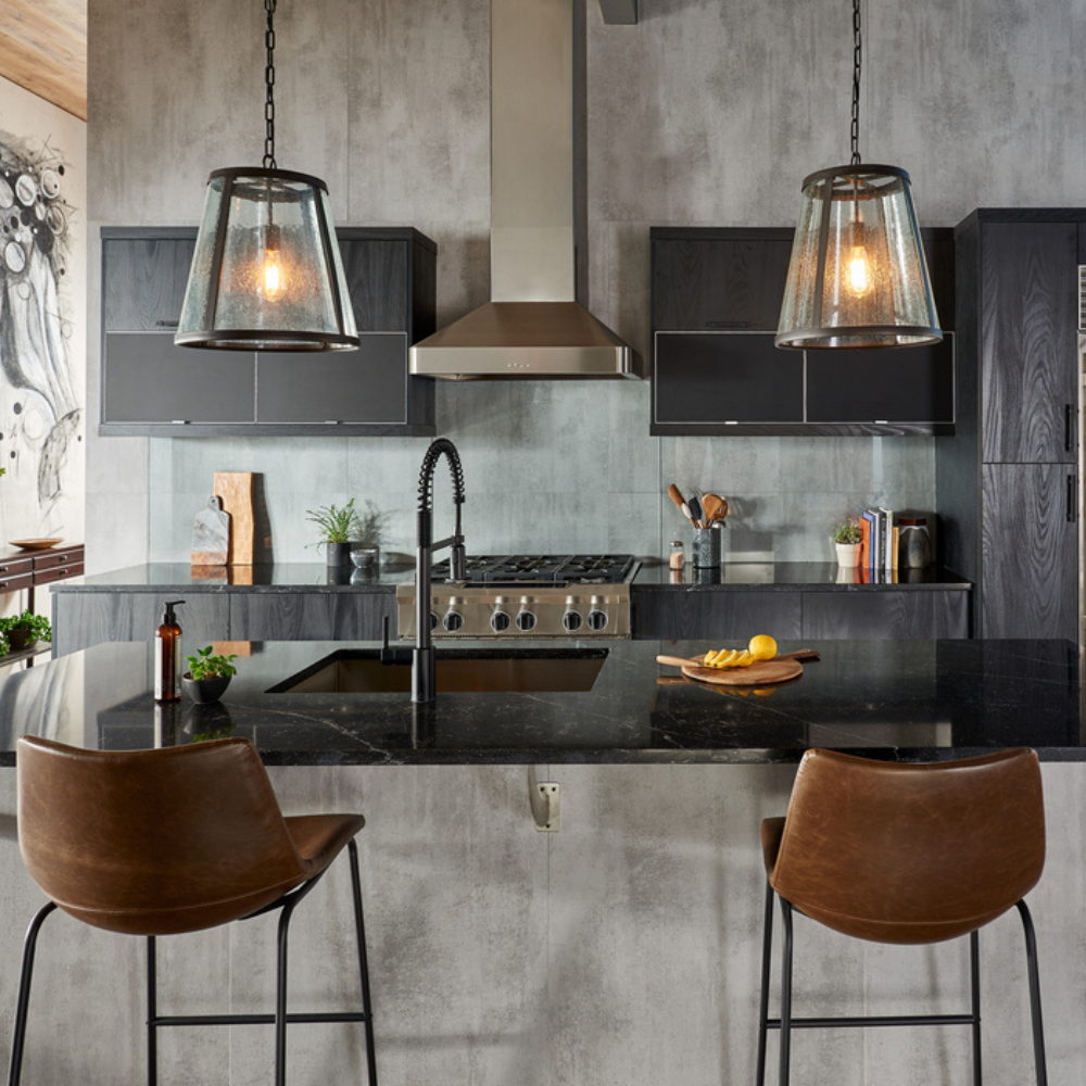 black countertops in a kitchen