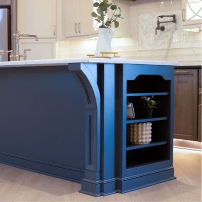 Atlanta kitchen island remodel navy blue with white cabinets